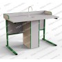 Стол ученический для кабинета химии/биологии плоскоовальная труба с сантехникой и бортом ЛДСП